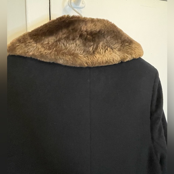 Calvin Klein wool coat with beaver fur collar menswear style womens wool coat - Picture 11 of 15